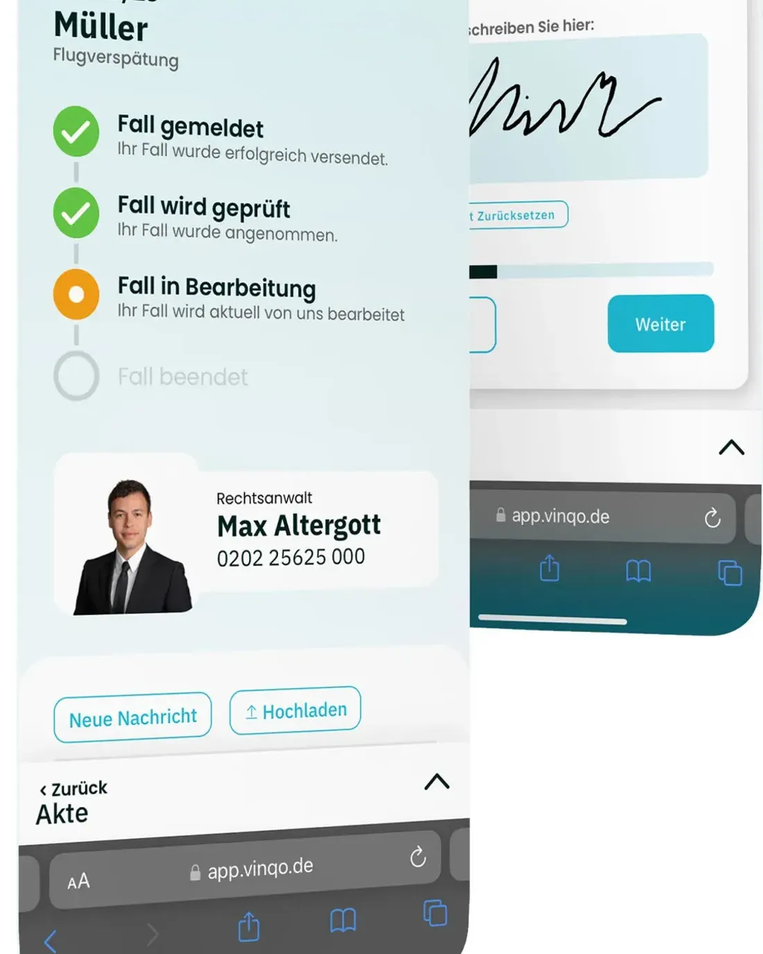 Bearbeitung eines Vorgangs in der Onlineakte