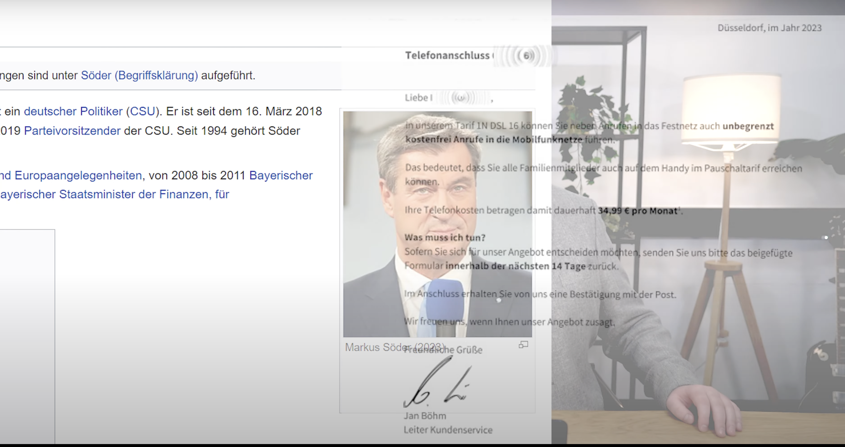 1N Telecom Markus Söder Unterschrift